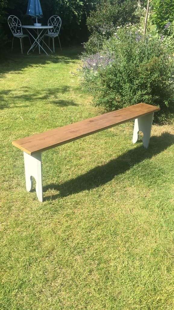 Rustic Painted Wooden Top High Bench Dining Conservatory Patio