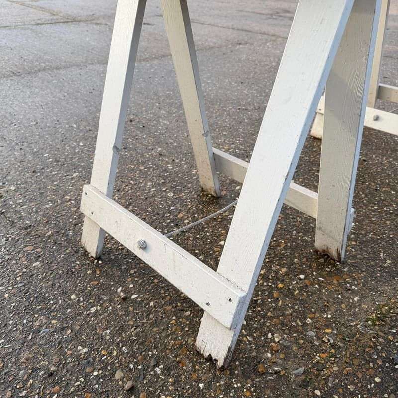 Rustic 3 Plank Wooden Trestle Kitchen Dining Table Shop Display Hospitality