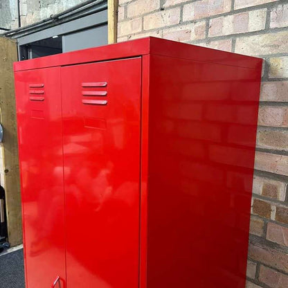 Modern Red Metal Wardrobe High Gloss Shelf Hanging Rail Locker Style
