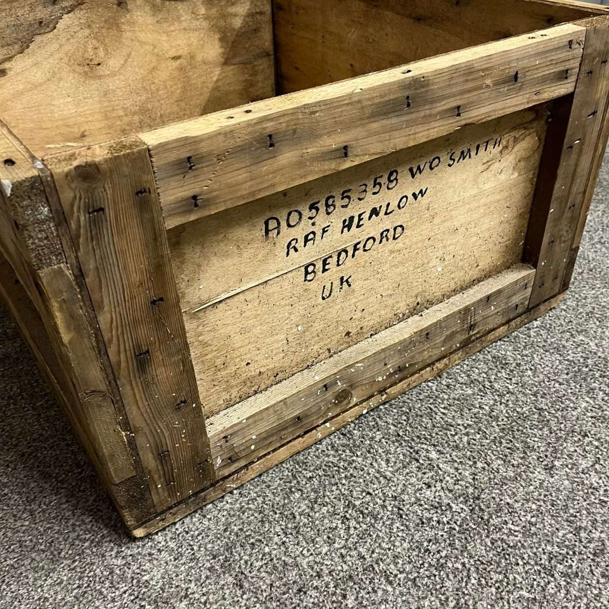 Vintage Solid Wood RAF Packing Crate RAF Henlow Bedford W O Smith