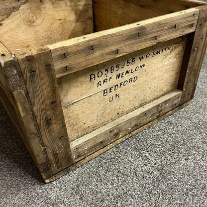 Vintage Solid Wood RAF Packing Crate RAF Henlow Bedford W O Smith