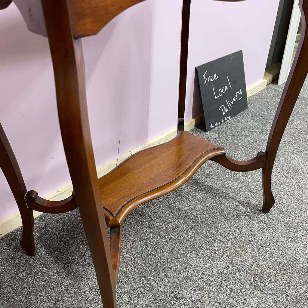 Antique Early 20thC Mahogany Hall Console Side Table With Shelf Under Cabriole