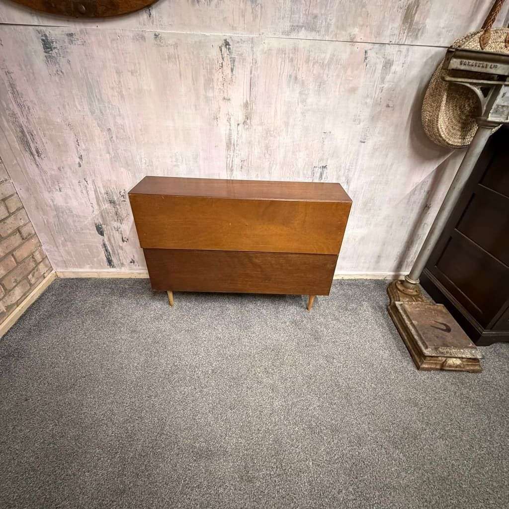 Pair Mid Century Herbert E Gibbs Glazed Low Bookcases Tapered Legs