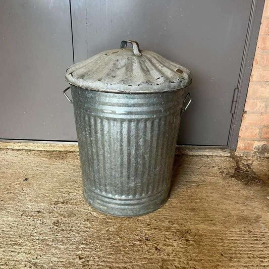 Retro Galvanised Dustbin With Lid
