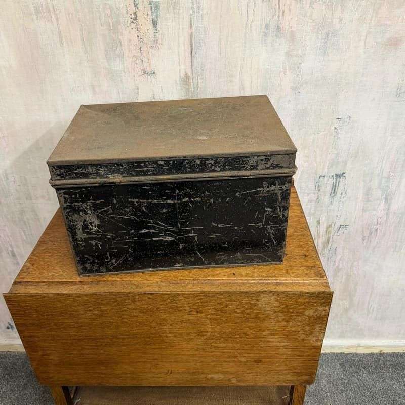Vintage Solicitors Black Metal Deed Chest Side Handles Side Coffee Table Toys