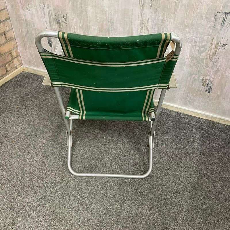 Vintage Retro Aluminium Framed Garden Chair Green Fabric