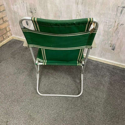 Vintage Retro Aluminium Framed Garden Chair Green Fabric