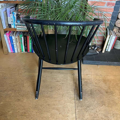 Vintage Danish Mid Century J64 Spindle Back Chair Ejvind Johansson Black Ash