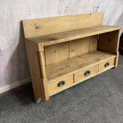 Rustic Reclaimed Timber Wall Shelf Unit 3 Drawers