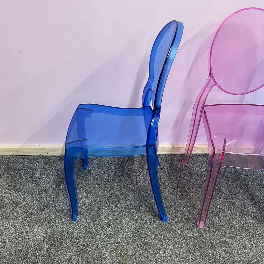 3x Children’s Ghost Style Transparent Stackable Chairs Party Desk Chair