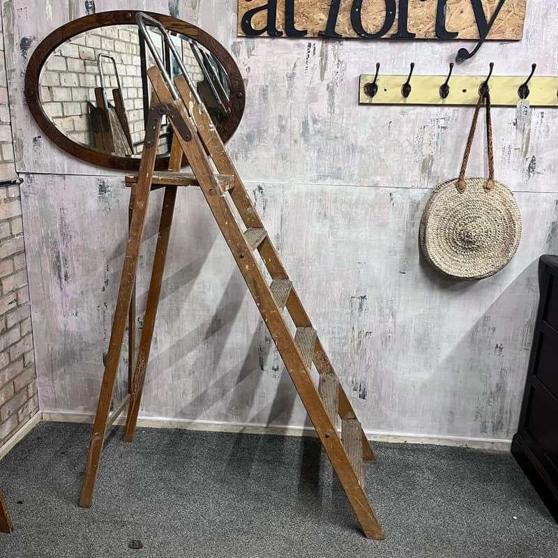 Vintage Pioneer 5 Rung Stepladder Chrome Support Top Platform Sturdy