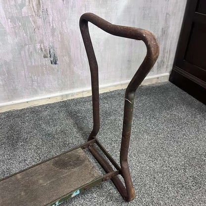 Vintage Wrought Iron Wood Garden Kneeler Chair Arm Rests Great Patina