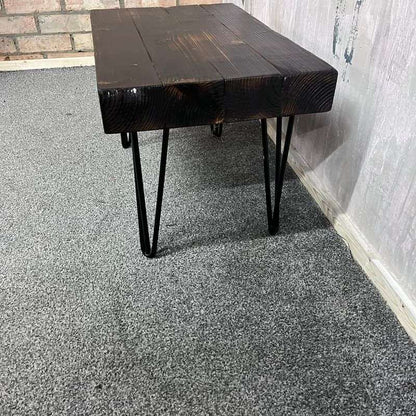 Rustic Wooden Small Side Table Seat Coffee Table Black Hairpin Legs