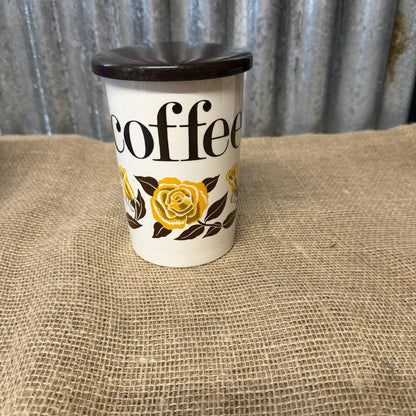 Vintage Crown Devon Coffee Storage Jar Mid Century Rose Design Kitchenalia