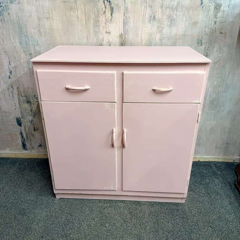 Vintage Retro Painted Kitchen Double Cupboard 2 Drawers Distressed Shabby Chic