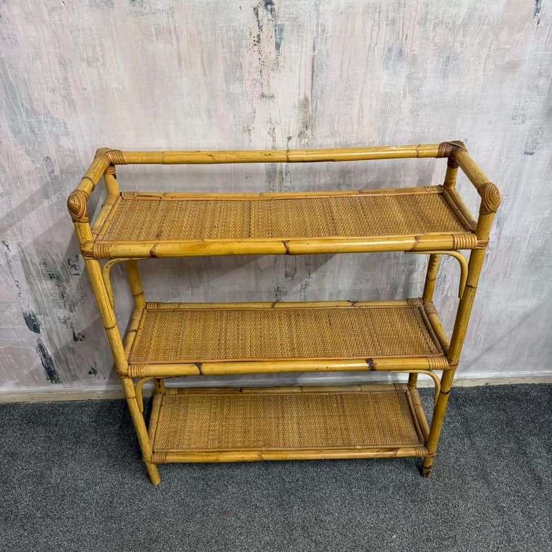 Retro 3 Tier Bamboo Shelving Unit Bookcase Bathroom Storage