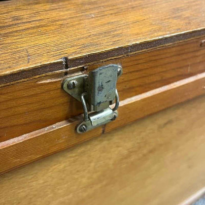 Vintage Wooden Rabbit Carry Box Artwork Airholes Hinged Clasps