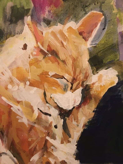 Ginger Cat - Oil or Acrylic On Canvas - Unknown Artist