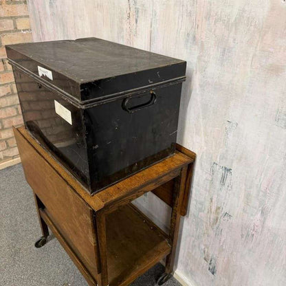 Vintage Solicitors Black Metal Deed Chest Side Handles Side Coffee Table Toys