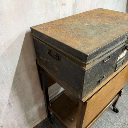 Vintage Solicitors Black Metal Deed Chest Side Handles Side Coffee Table Toys
