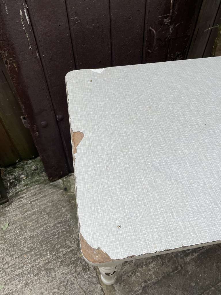 Vintage Melamine Topped Painted Kitchen Table Shabby Chic with Drawer