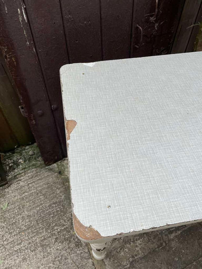 Vintage Melamine Topped Painted Kitchen Table Shabby Chic with Drawer