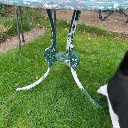 Vintage Metal Garden Table &amp; 2 Chairs Ornate Seats Patio