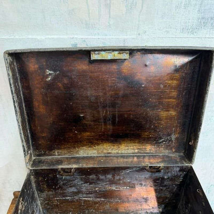 Vintage Solicitors Black Metal Deed Chest Side Handles Side Coffee Table Toys