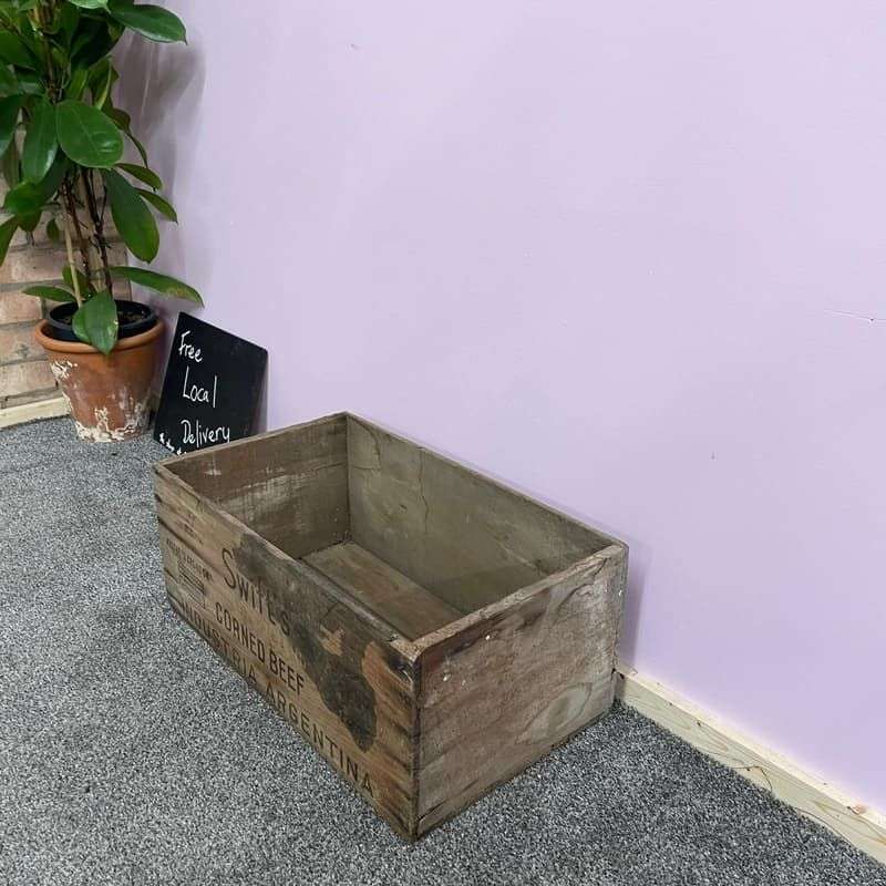 Vintage Swifts Corned Beef Wooden Crate Storage Bedside Table