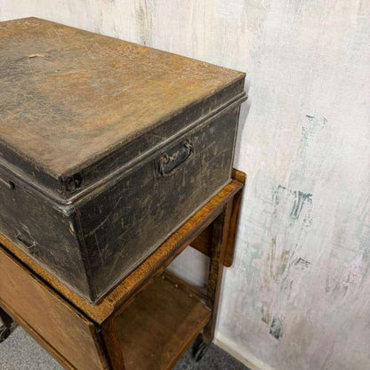 Vintage Solicitors Black Metal Deed Chest Side Handles Side Coffee Table Toys