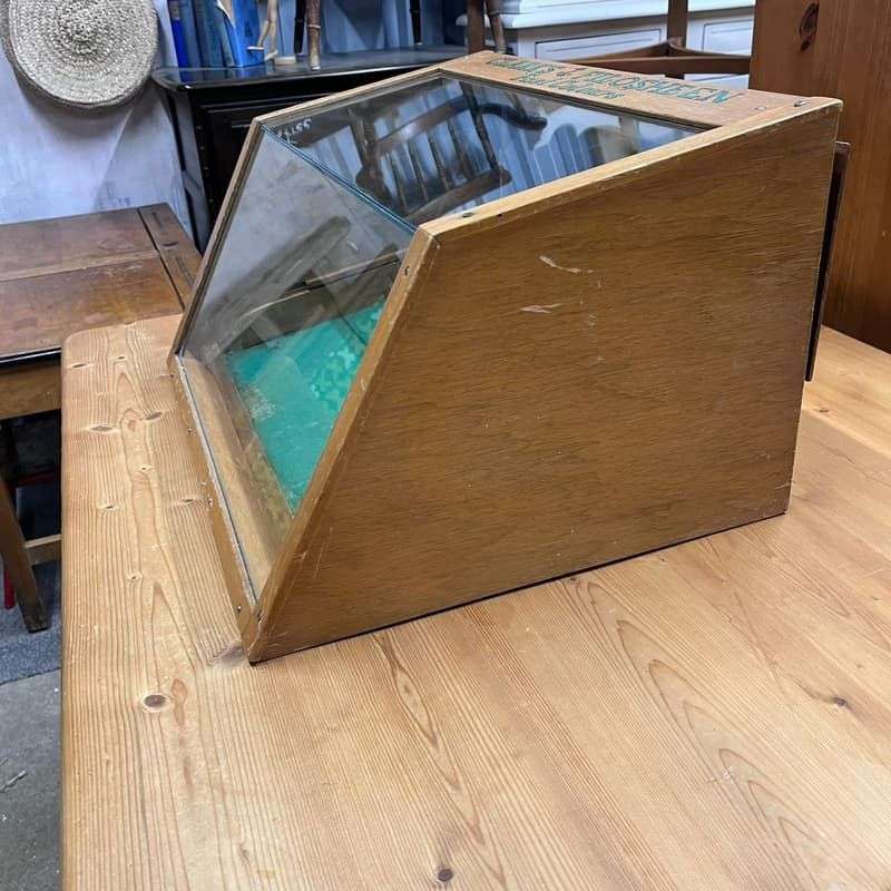 Vintage Anchor Clarks Filosheen Glass Fronted Retail Display Cabinet Single Draw