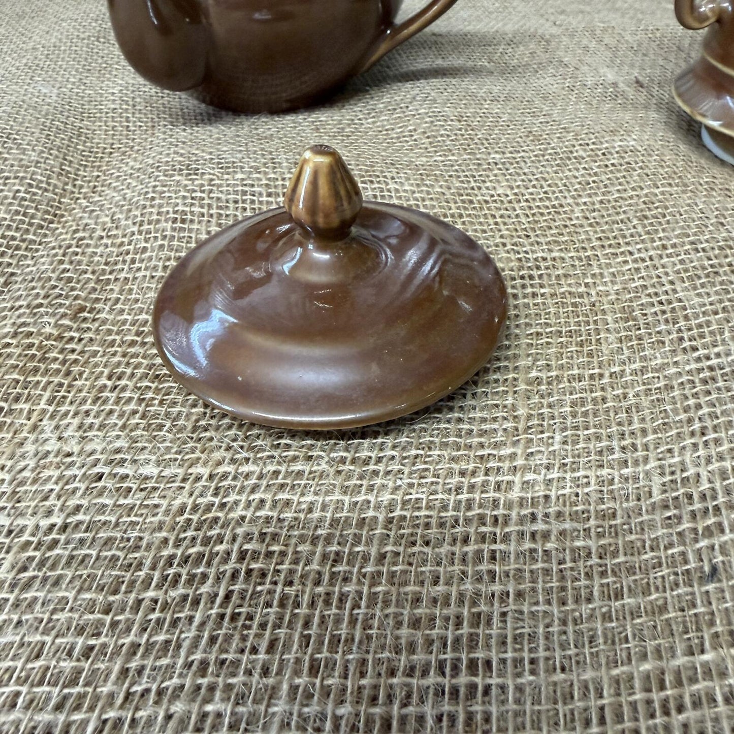 Vintage 1960s Pillivuyt French Drip Coffee Pot Glazed Brown Lustre Side Spout