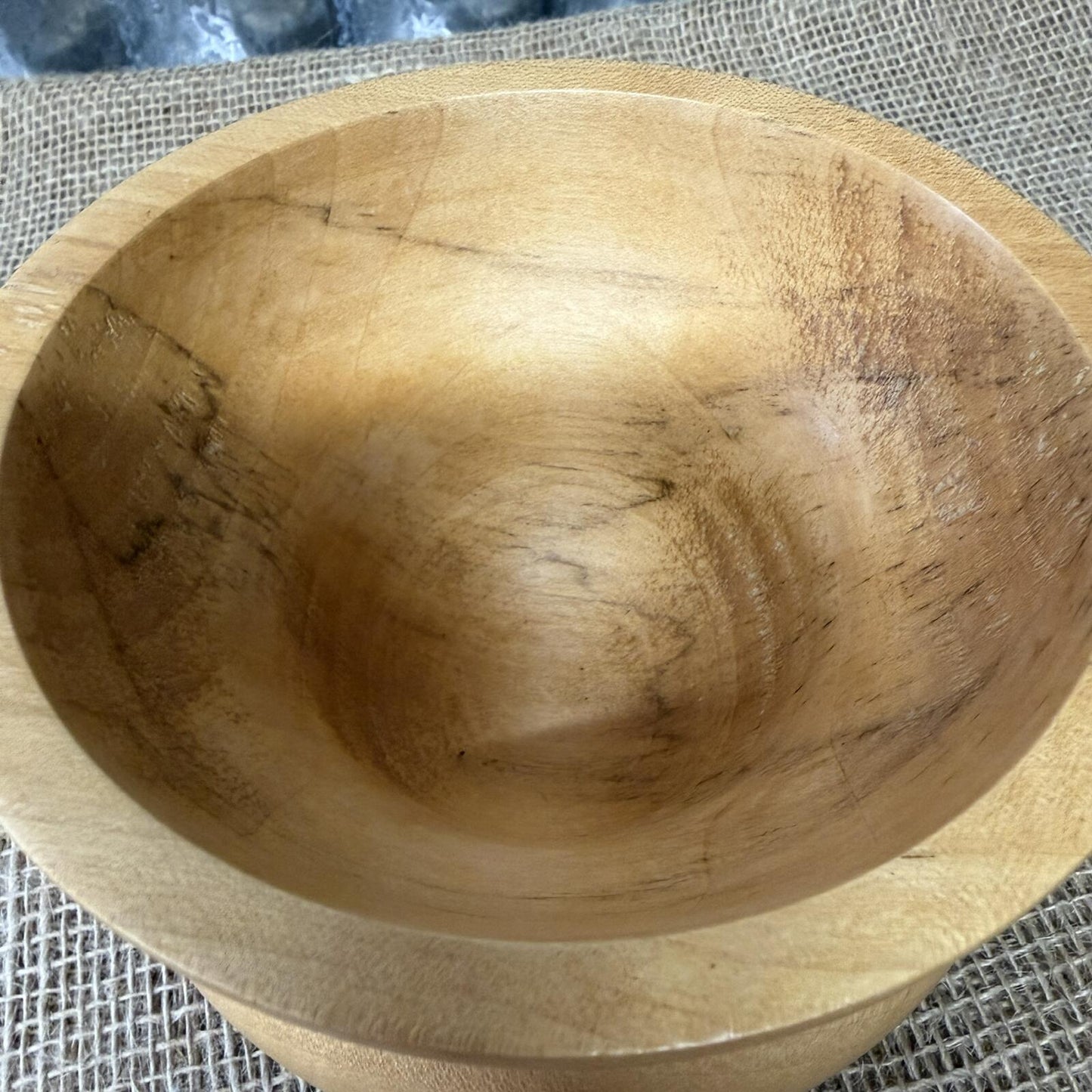 Handcrafted Sycamore Wooden Bowl Handmade Wood Grain
