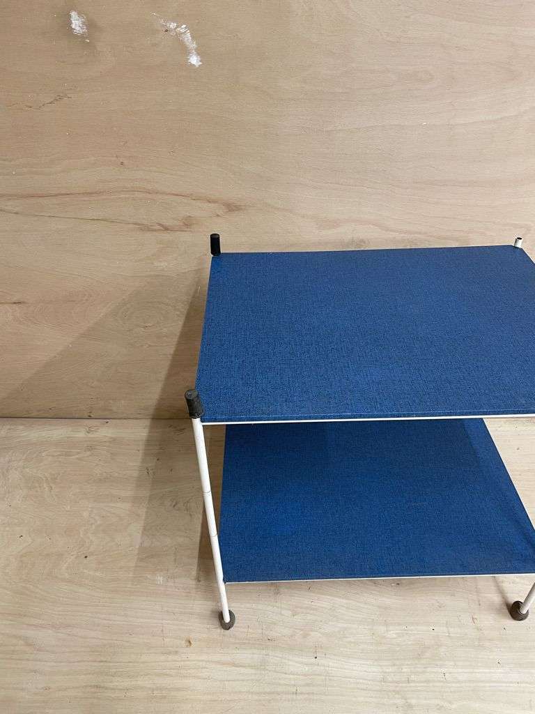 Vintage Retro Mid-Century 2 Shelves Drinks Trolley Metal Frame Castors Shelves