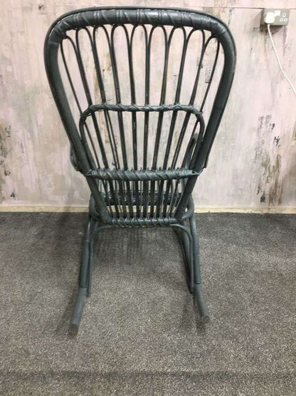 Painted Cane &amp; Bamboo Rocking Chair With Arms Foot Rest Farrow &amp; Ball Downpipe
