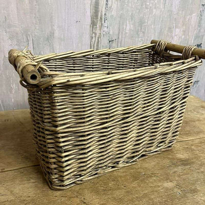 Cane Magazine Rack Bamboo Handles Internal Divide Storage