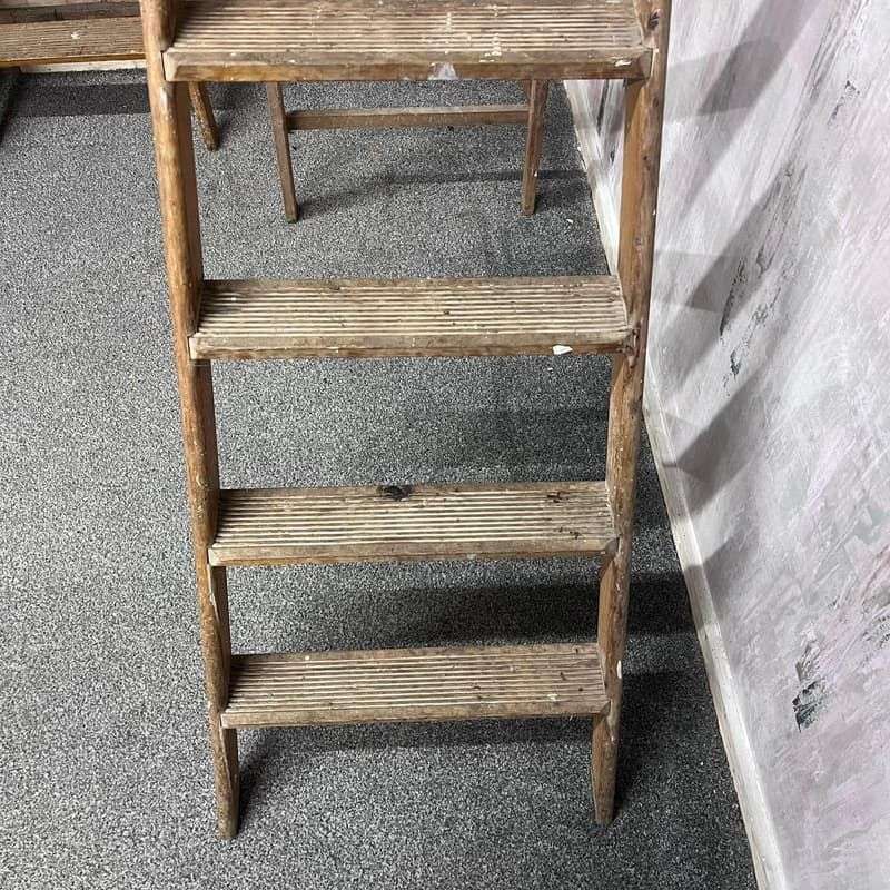 Vintage Pioneer 5 Rung Stepladder Chrome Support Top Platform Sturdy