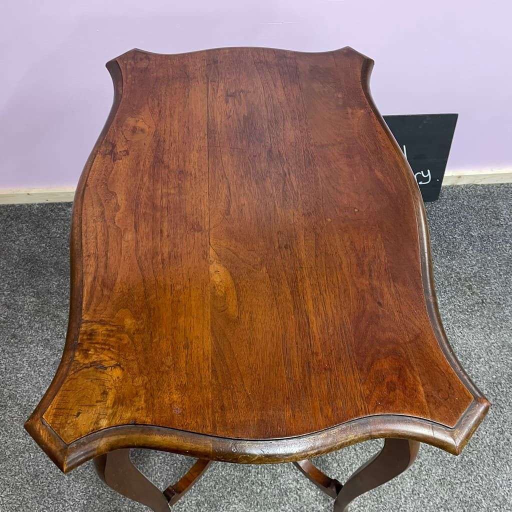 Antique Early 20thC Mahogany Hall Console Side Table With Shelf Under Cabriole