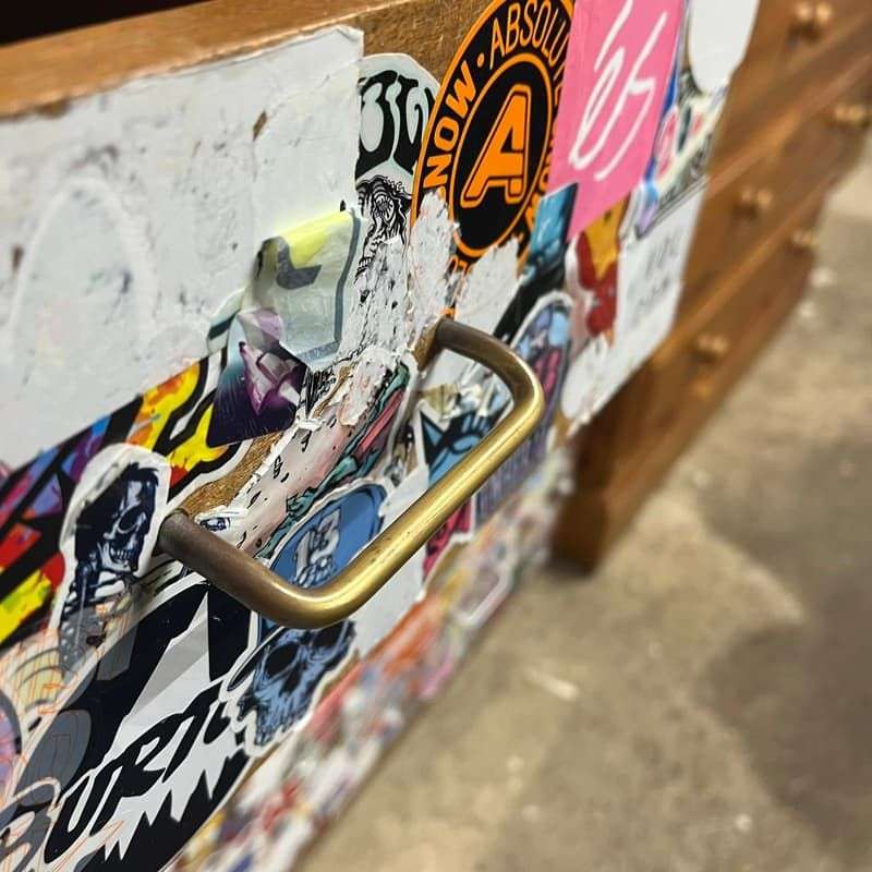 Vintage 1960's Army Issue Chest Of 2 Over 3 Drawers Formica Top Metal Handles