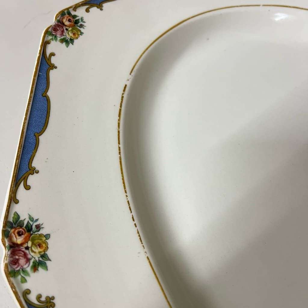 Floral &amp; Gold Oval Shaped Ceramic Platter Ivory Ware Made In England