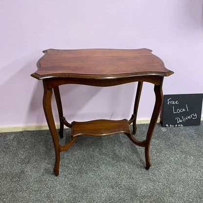 Antique Early 20thC Mahogany Hall Console Side Table With Shelf Under Cabriole