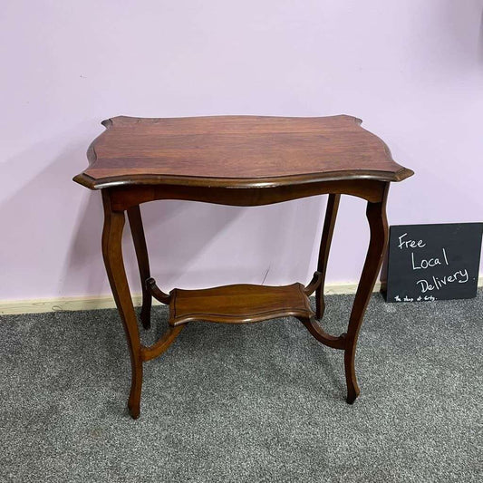 Antique Early 20thC Mahogany Hall Console Side Table With Shelf Under Cabriole