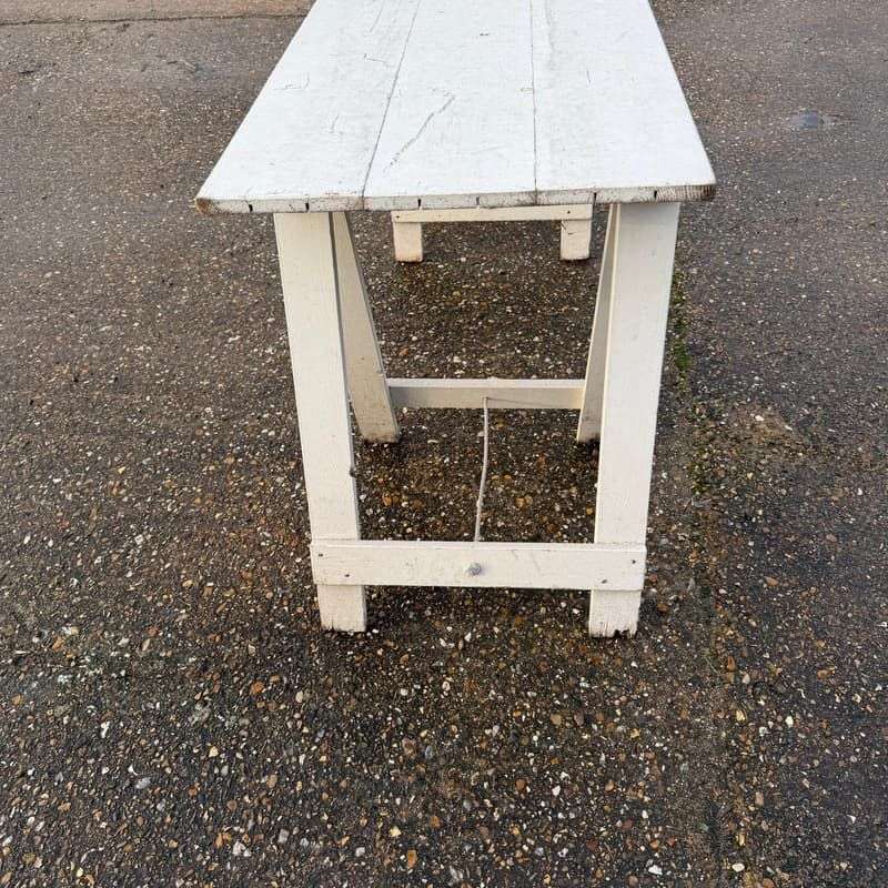 Rustic 3 Plank Wooden Trestle Kitchen Dining Table Shop Display Hospitality