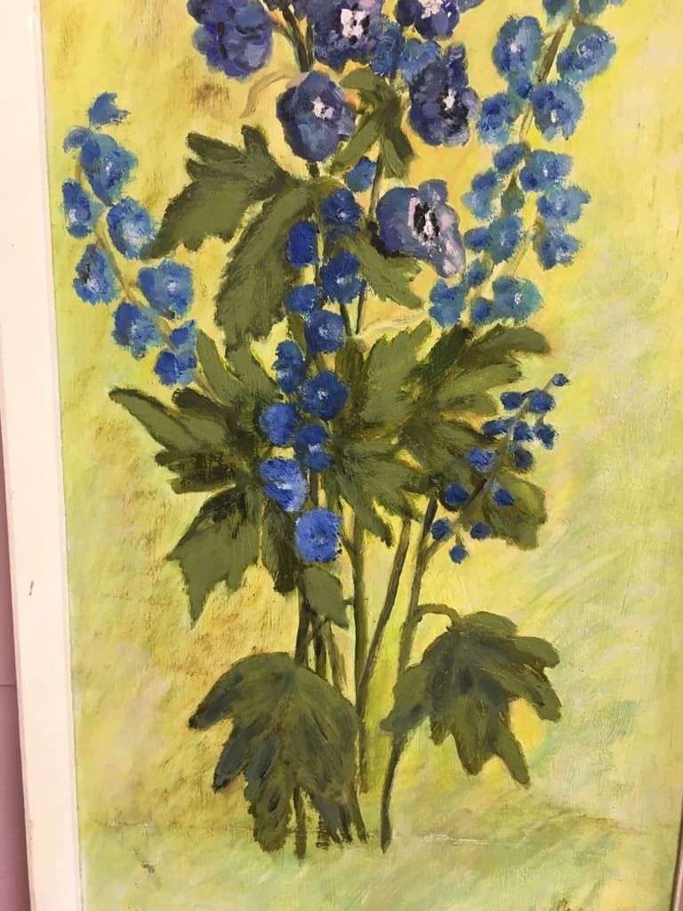 Retro Floral Painting With Wooden Frame