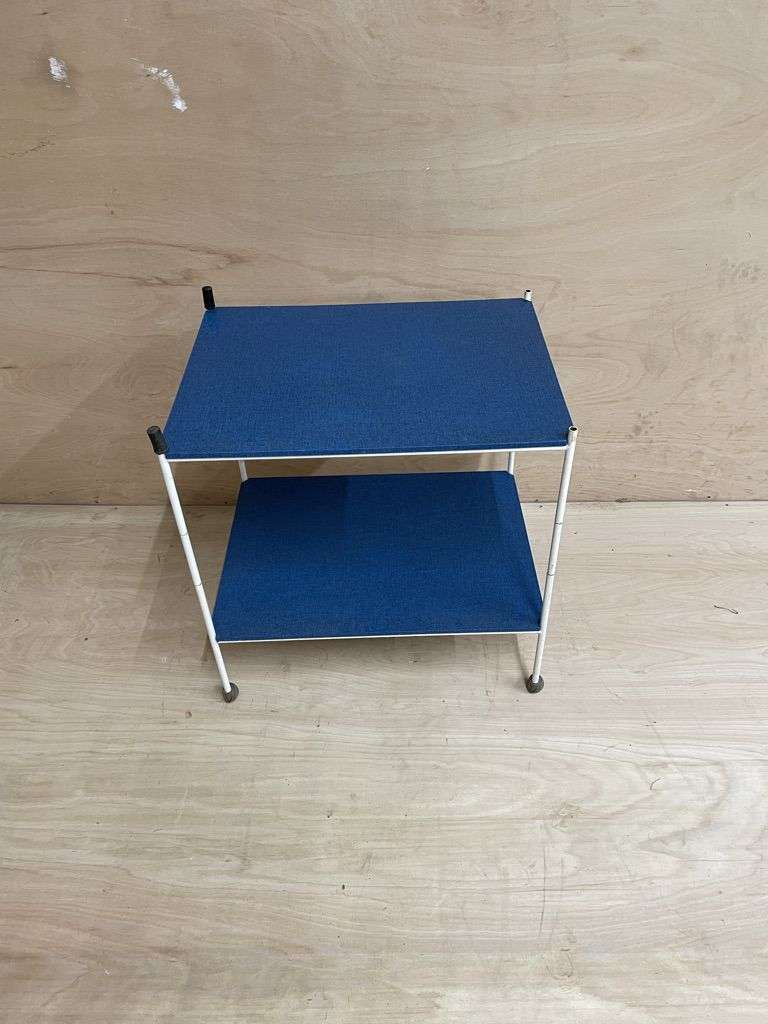 Vintage Retro Mid-Century 2 Shelves Drinks Trolley Metal Frame Castors Shelves
