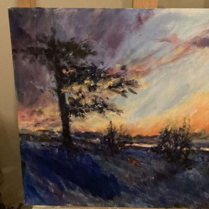 Original Art - Dusk in Oil or Acrylic on Board - Unknown Artist