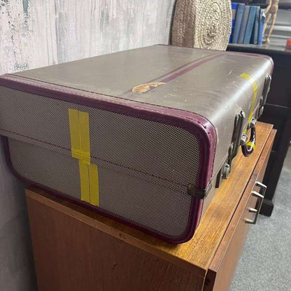 Vintage Suitcase Burgundy Trim And Handle Luggage Prop Retail