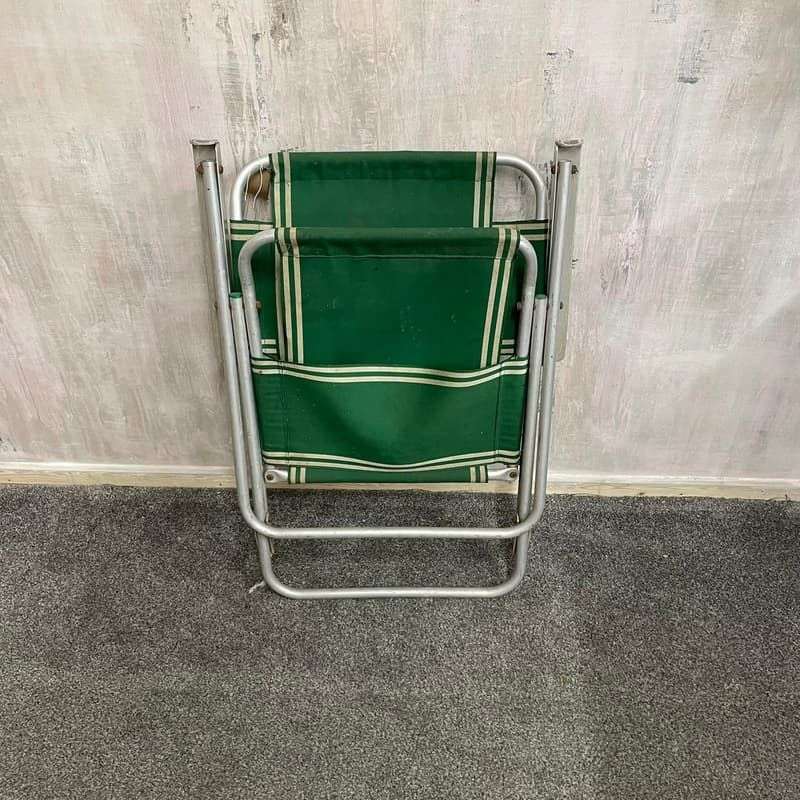 Vintage Retro Aluminium Framed Garden Chair Green Fabric