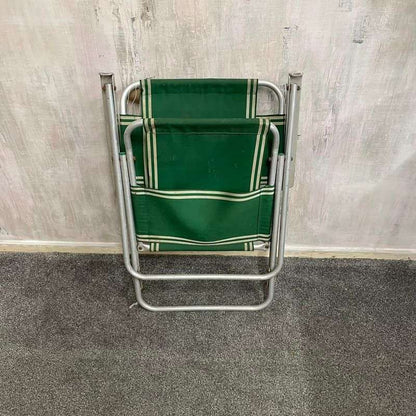 Vintage Retro Aluminium Framed Garden Chair Green Fabric