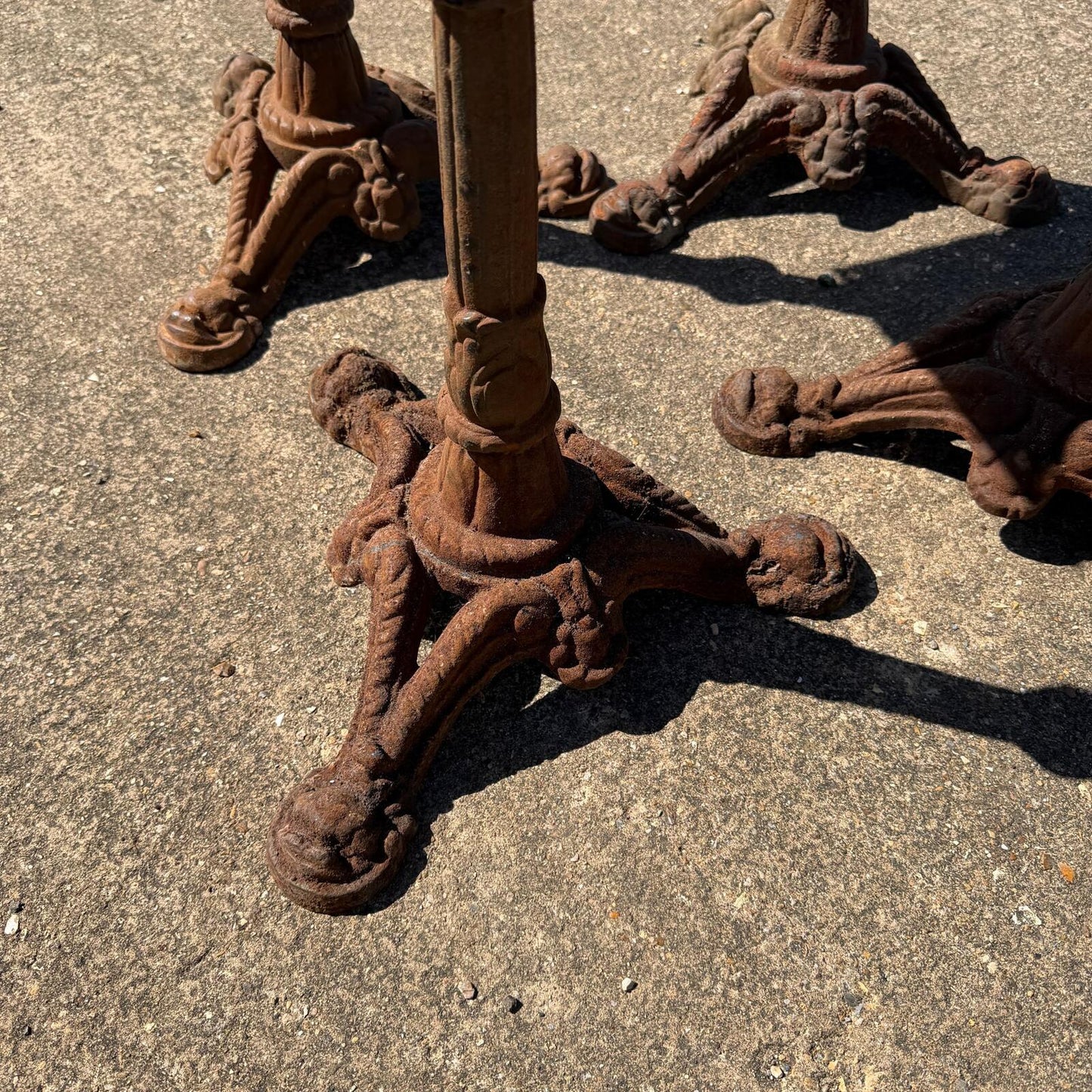 Vintage Cast Iron Table Base Plant Stand Tripod Base Square Top PRICE PER 1